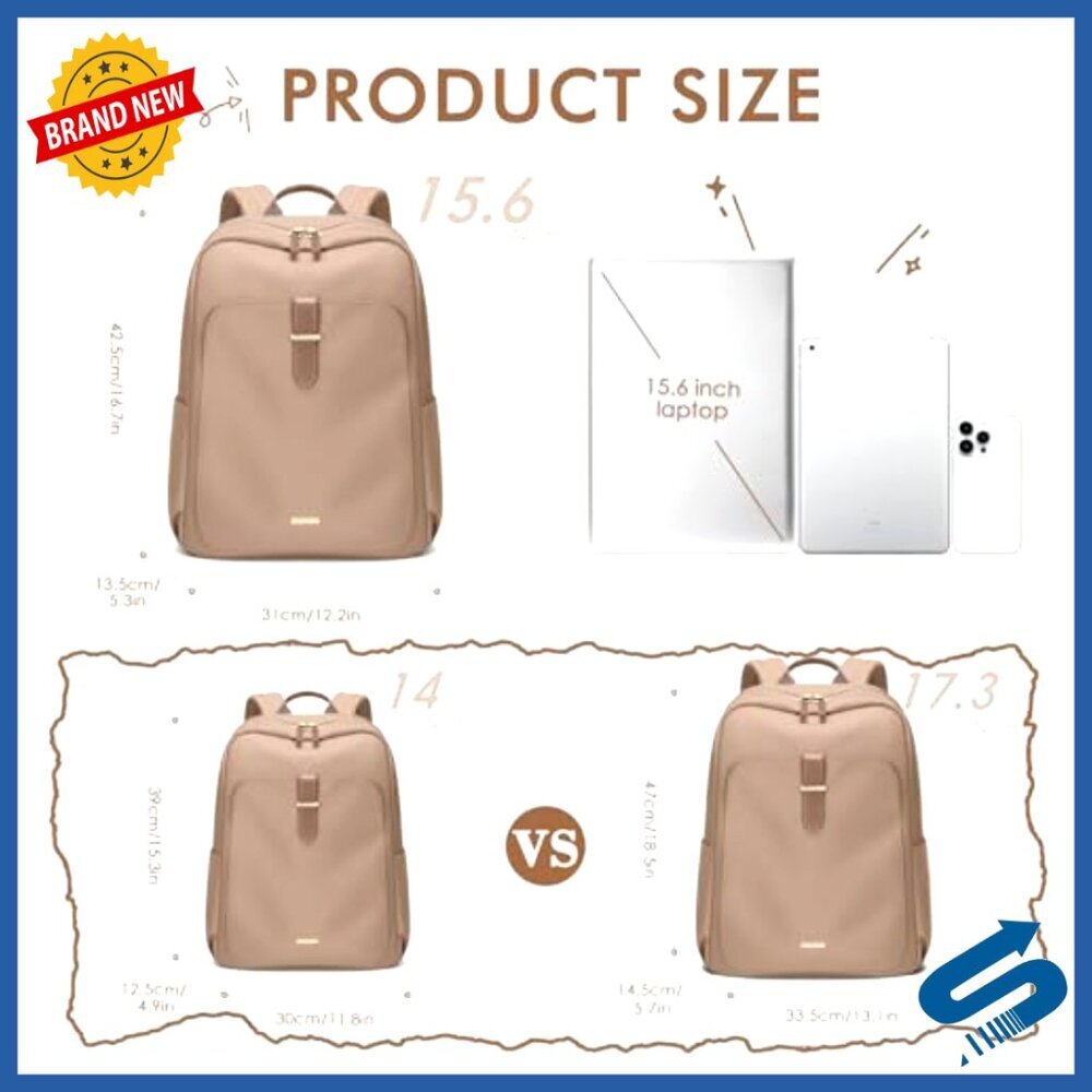 Laptop Backpack Casual Work Travel Business Chic Minimal Oversized 15.6 Inch - Picture 2 of 6
